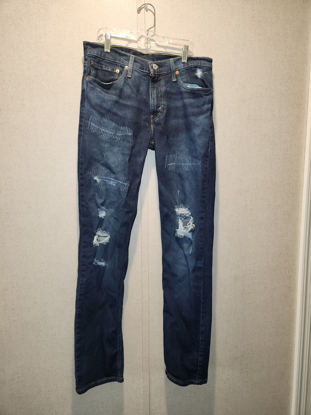 Levi's Men's Slim Straight Distressed Jeans - Dark Blue